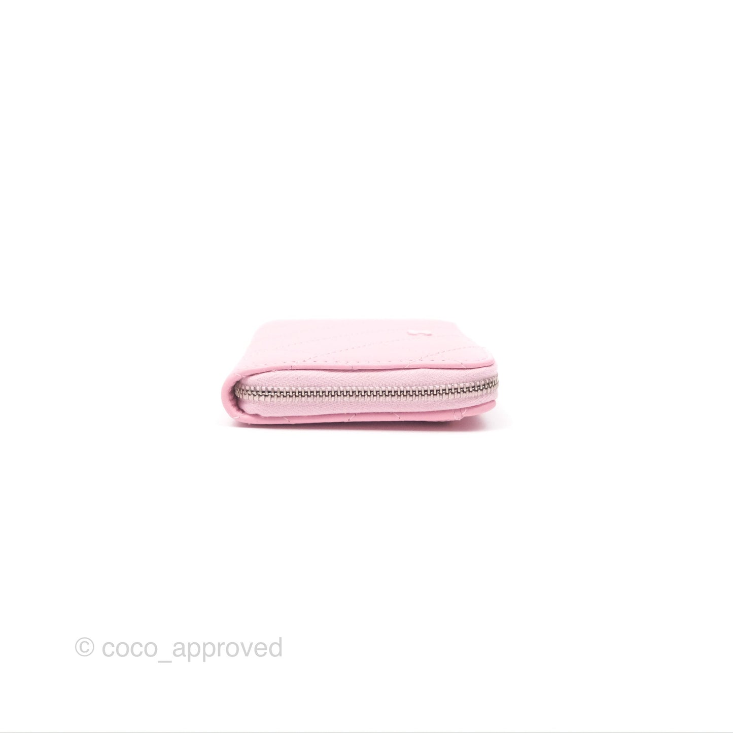 Chanel Classic Zipped Coin Purse Pink CC Silver Hardware