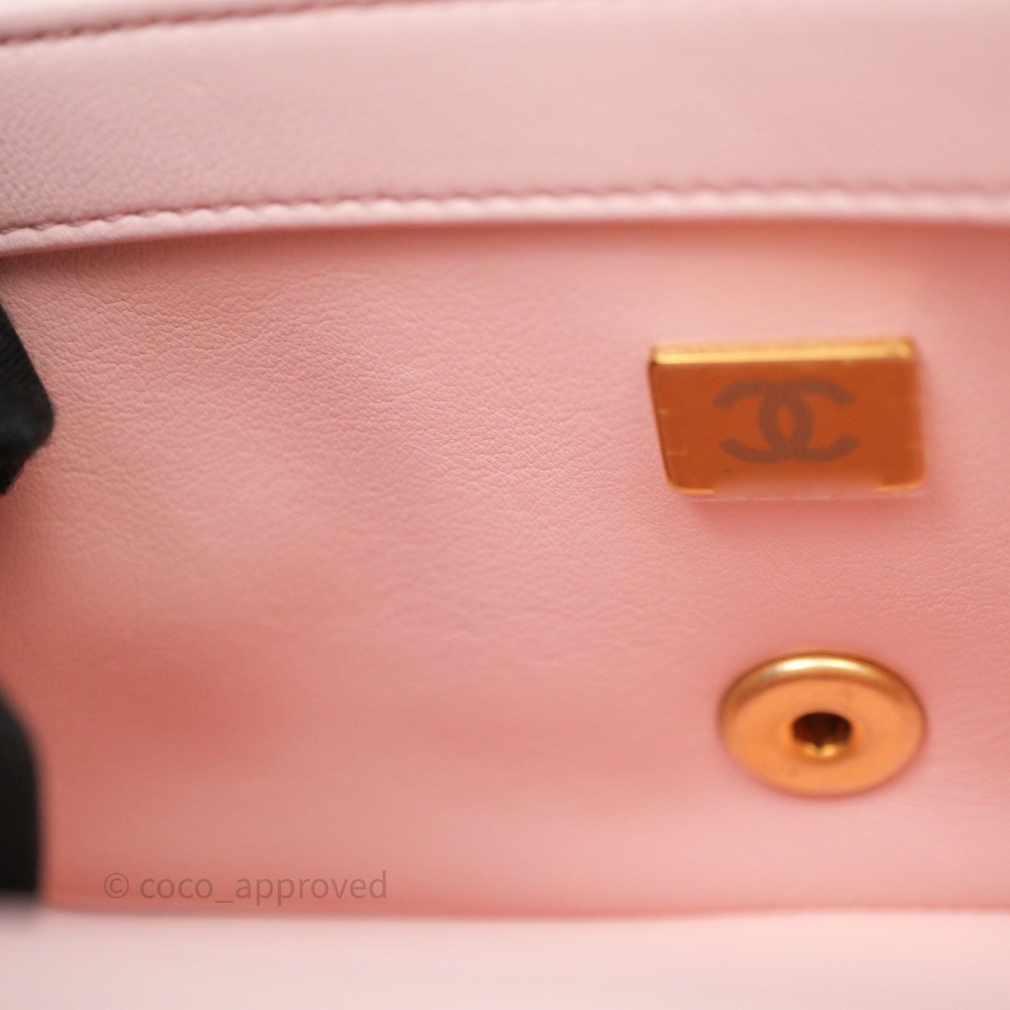 Chanel Mini Rectangular Pearl Crush Baby Pink Lambskin Aged Gold Hardware