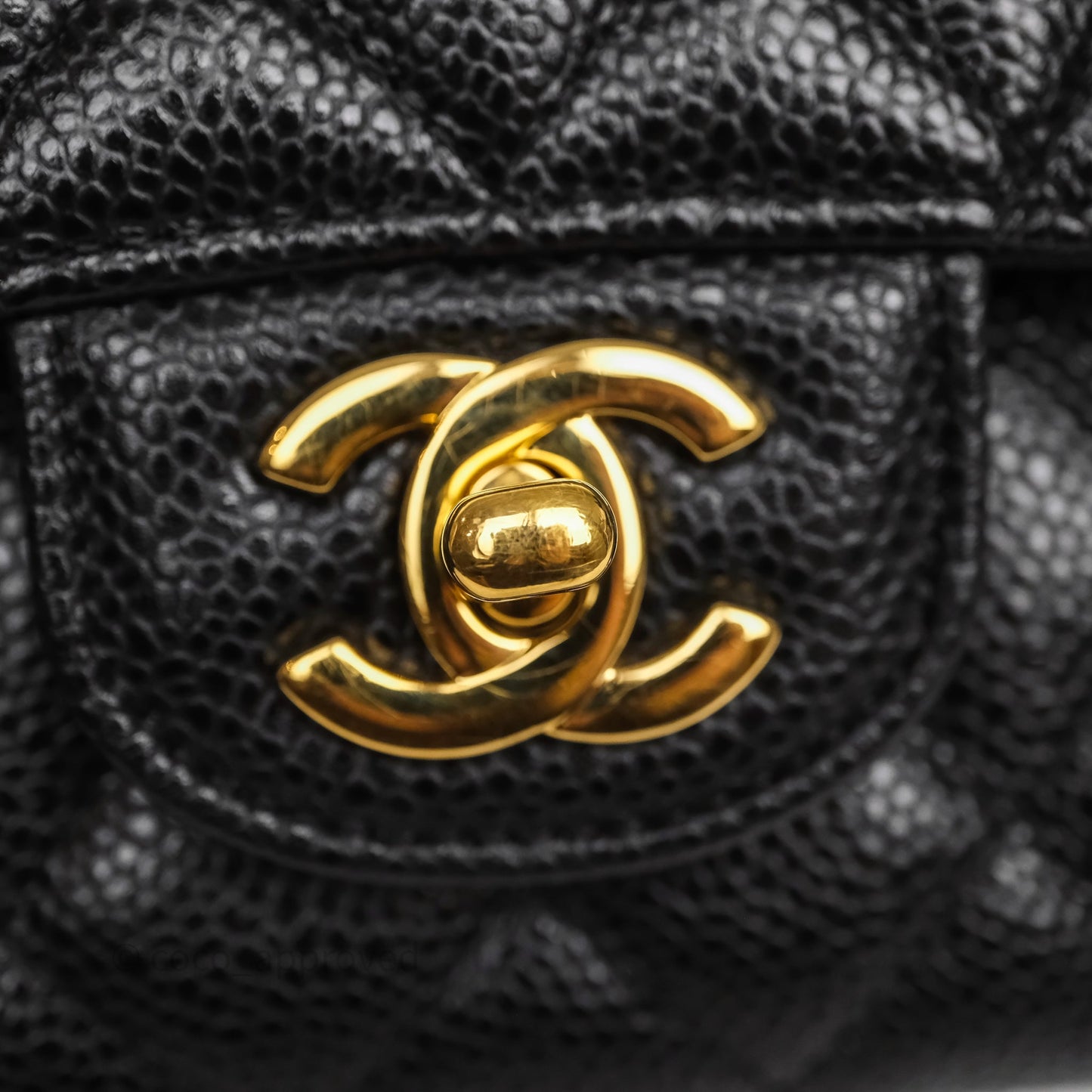 Chanel Classic M/L Medium Flap Quilted Black Caviar Gold Hardware
