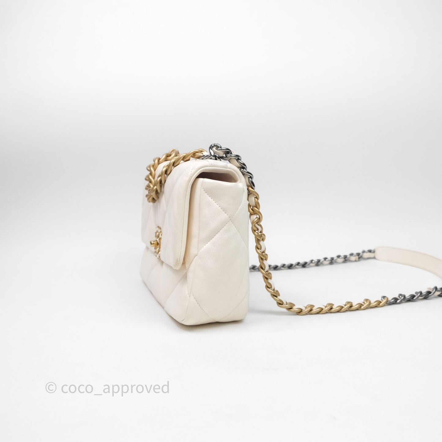 Chanel 19 Small Ivory White Mixed Hardware