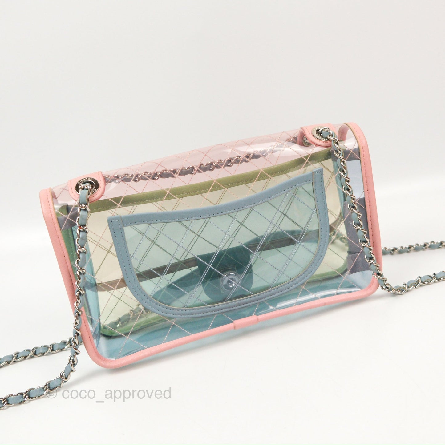 Chanel Coco Splash PVC Medium Flap Bag Blue/Green/Pink Silver Hardware