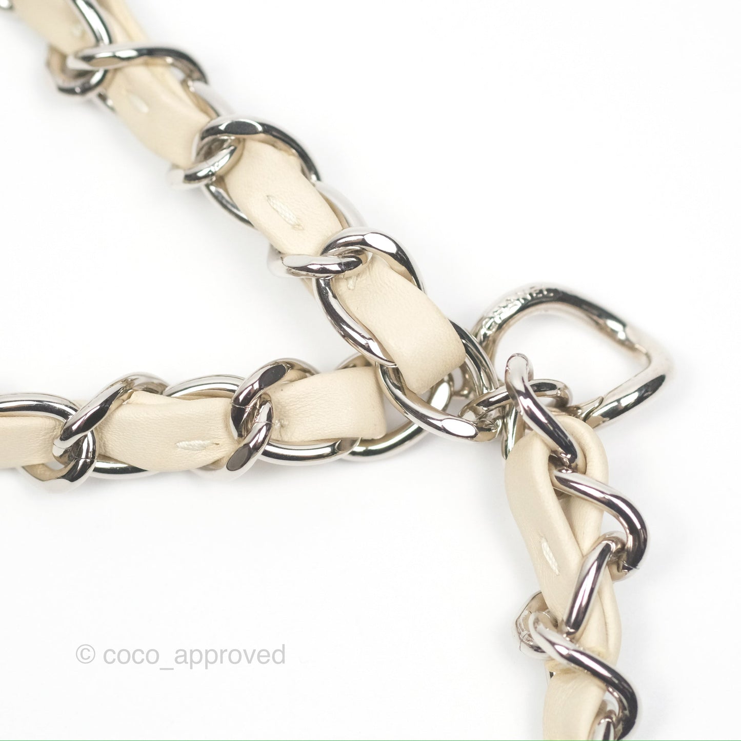 Chanel Mini Card Holder Chain Belt Bag Chevron Ivory Calfskin Silver Hardware