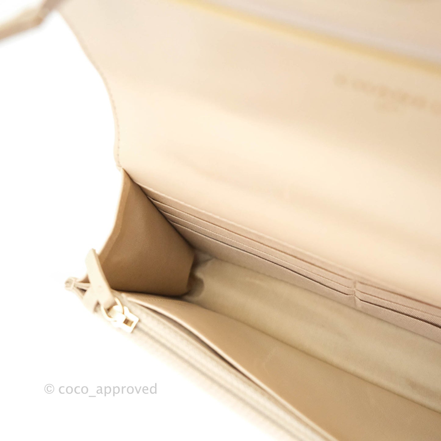 Chanel 19 Quilted Wallet on Chain WOC Beige Goatskin Mixed Hardware