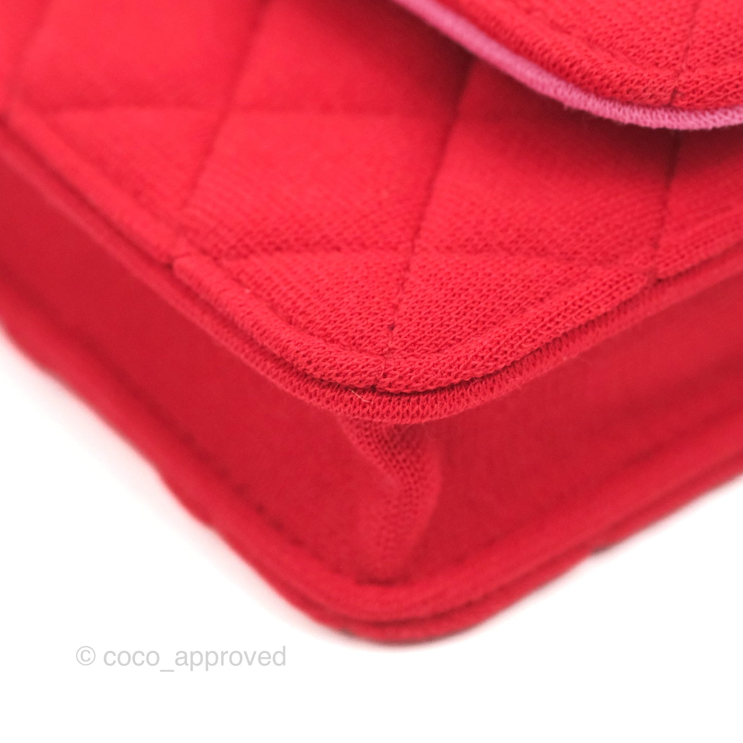 Chanel Mini Clutch With Chain Red Cotton Gold Hardware