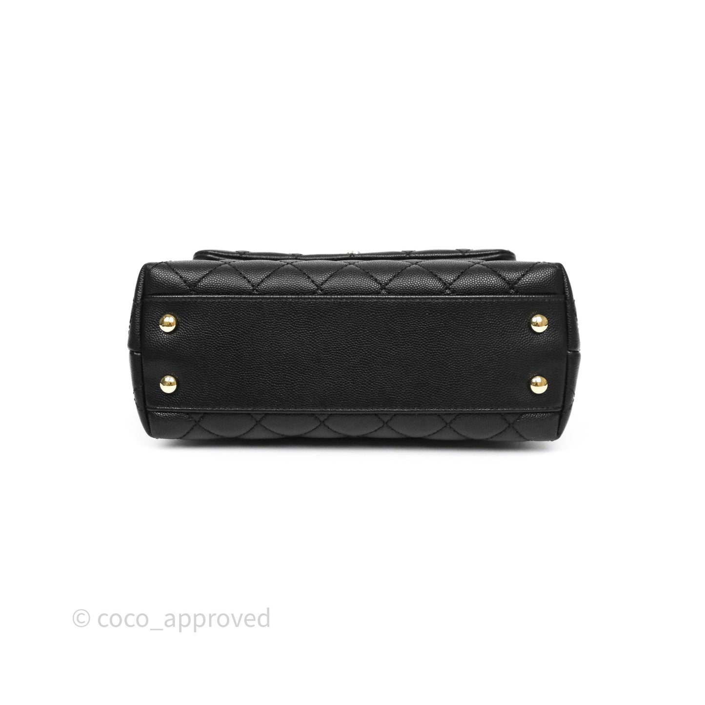 Chanel Small Coco Handle Quilted Black Caviar Gold Hardware Lizard Handle
