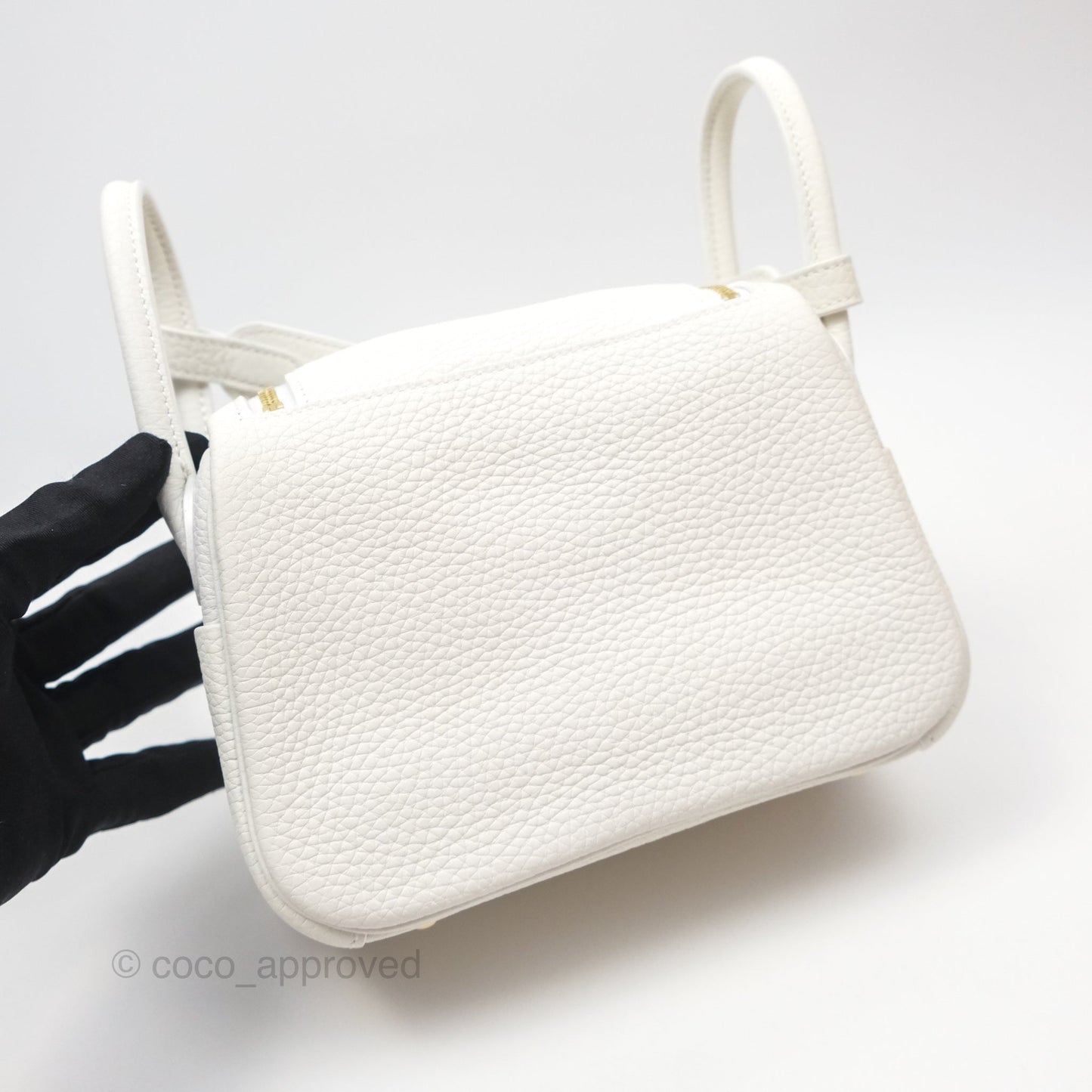 Hermès Mini Lindy 20 New White 0U Clemence Gold Hardware