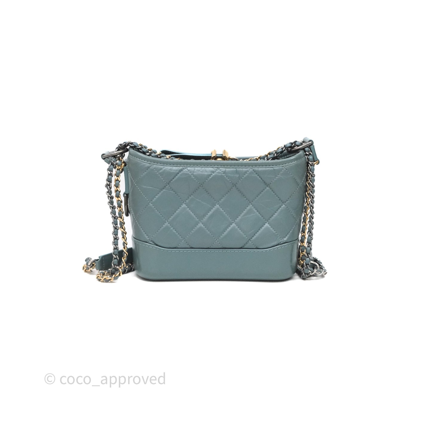 Chanel Small Gabrielle Hobo Quilted Grey Green Aged Calfskin