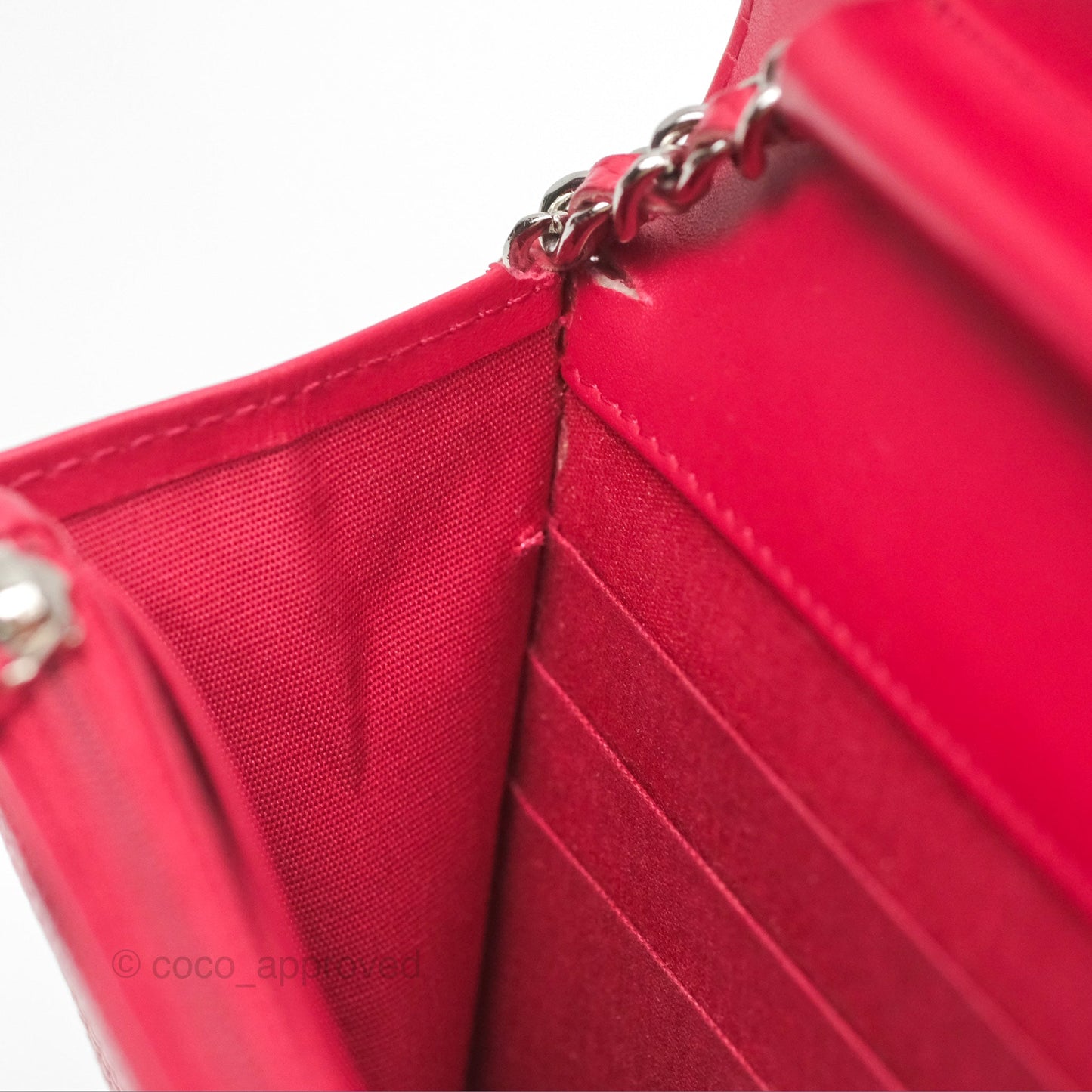 Chanel CC Wallet On Chain WOC Dark Pink Caviar Silver Hardware