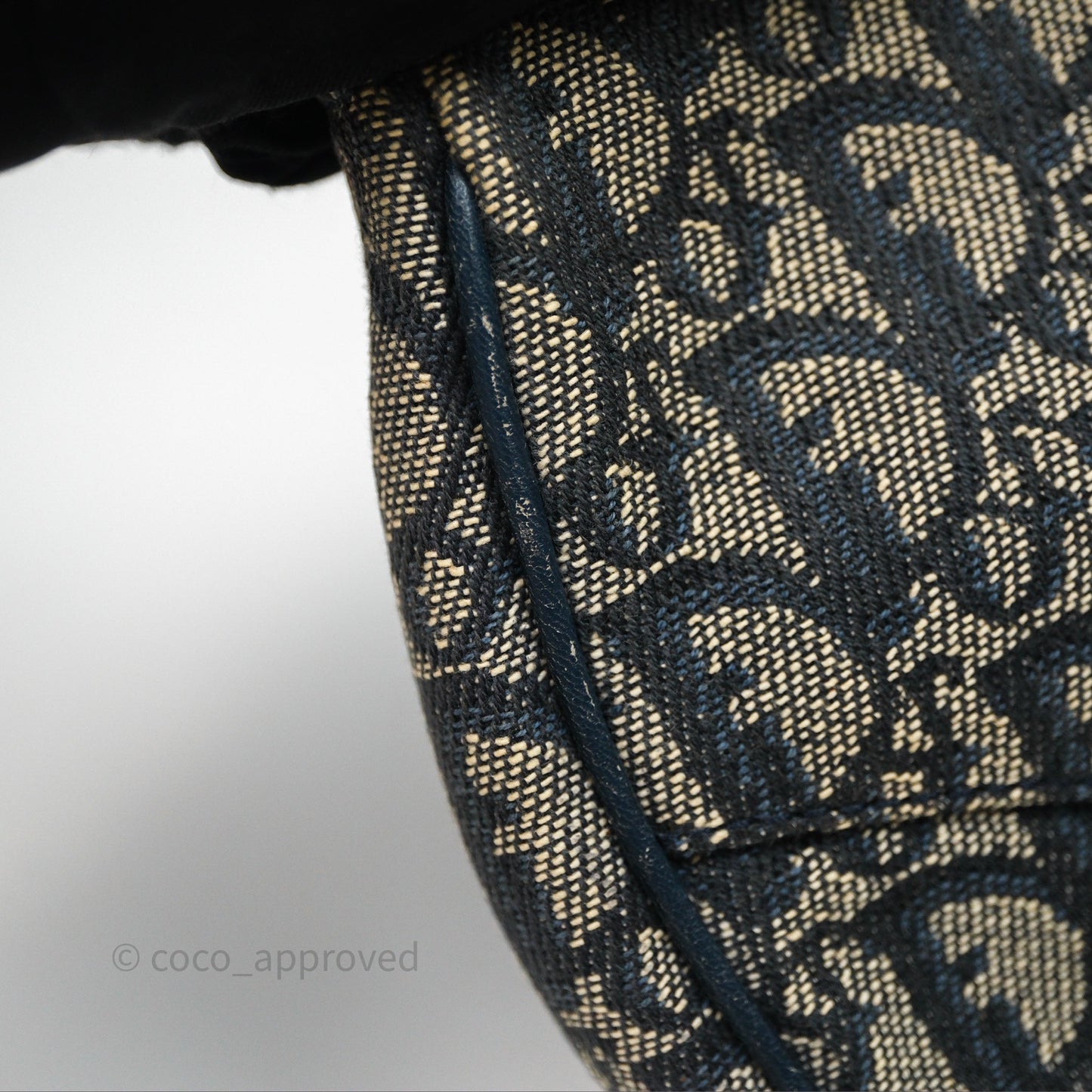 Christian Dior Vintage Mini Saddle Bag Blue Oblique Jacquard