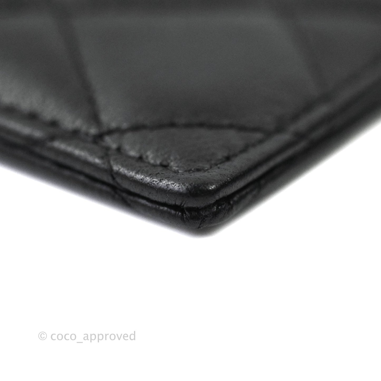 Chanel Quilted Chain Infinity Card Holder Black Lambskin Gold Hardware