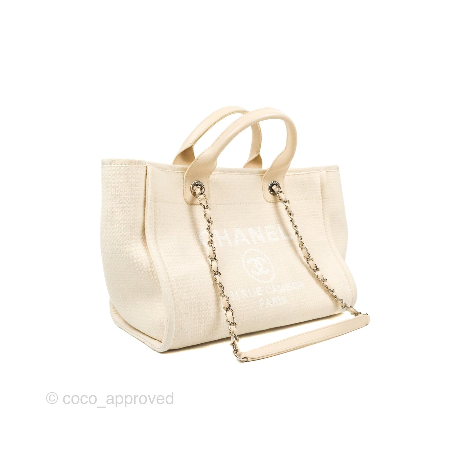 Chanel New Small Deauville Cream Ivory Canvas