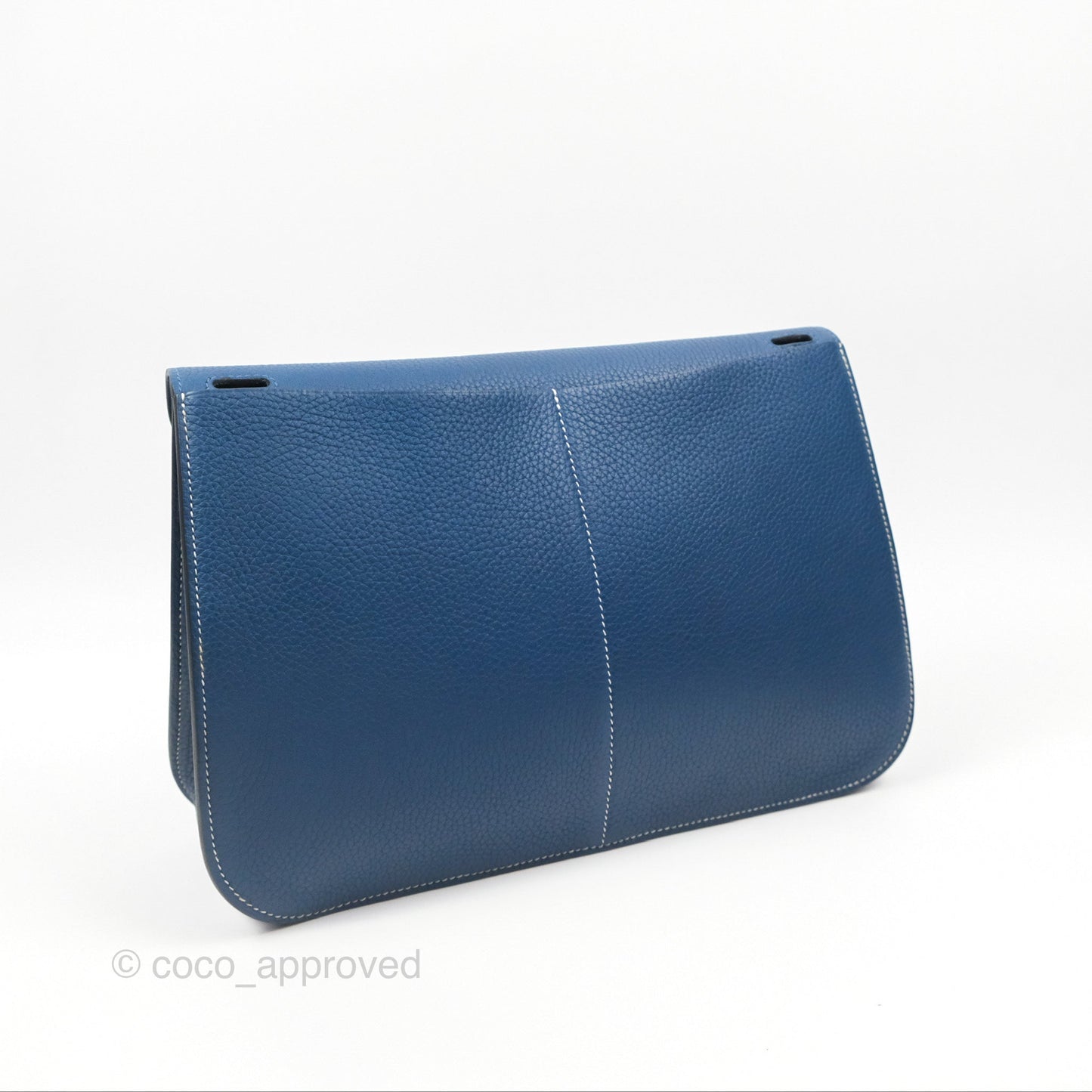 Hermès Halzan 31 Deep Blue S4 Clemence Palladium Hardware