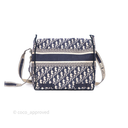 Christian Dior Medium DiorCamp Messenger Bag Oblique Embroidery Blue