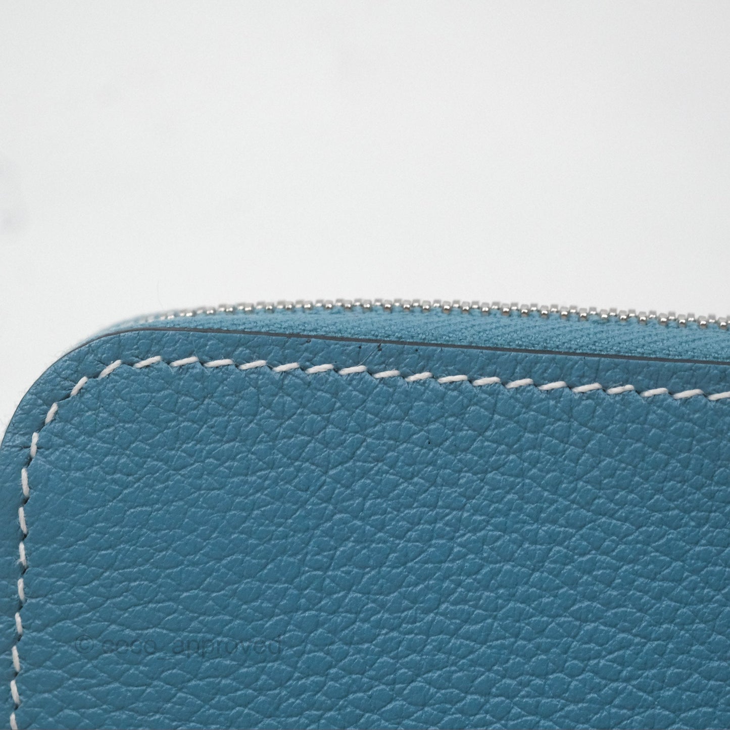 Hermès Zipengo Chaine d'Ancre Compact Card Holder Blue Jean 75 Evercolor Palladium Hardware