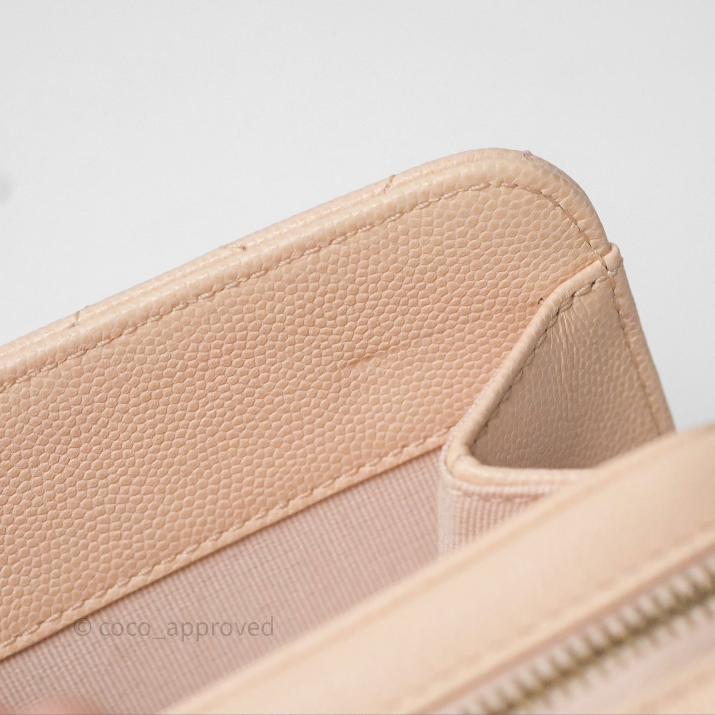 Chanel Quilted Small Like The Wallet Flap Light Beige Pink Caviar Light Gold Hardware 22C