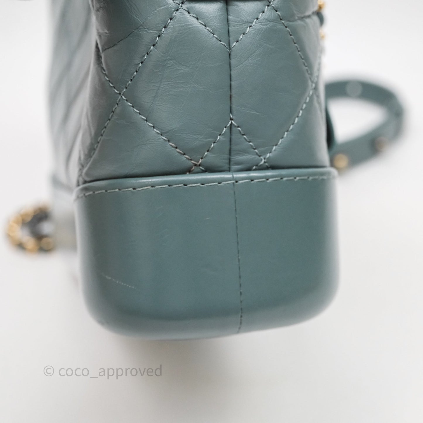 Chanel Small Gabrielle Hobo Quilted Grey Green Aged Calfskin