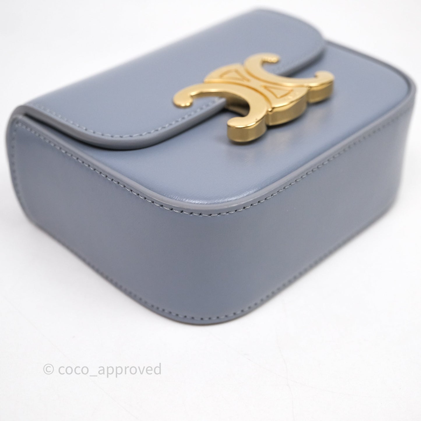 Celine Mini Triomphe Shiny Calfskin Blue Grey