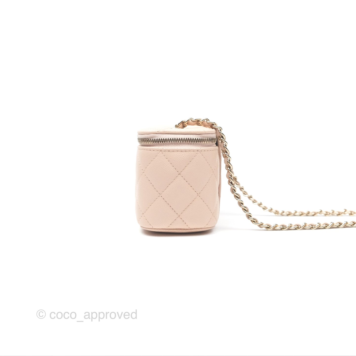 Chanel Mini Vanity With Chain Beige Pink Caviar Gold Hardware