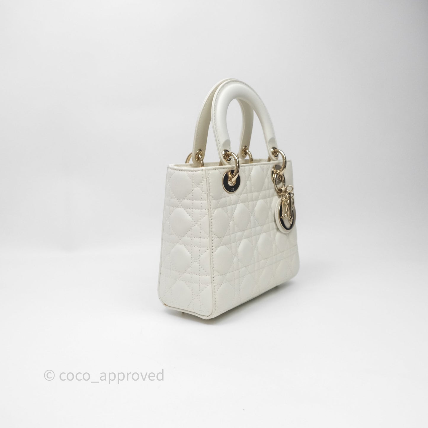 Christian Dior Small My ABCDior Lady Dior Bag White Cannage Lambskin Gold Hardware