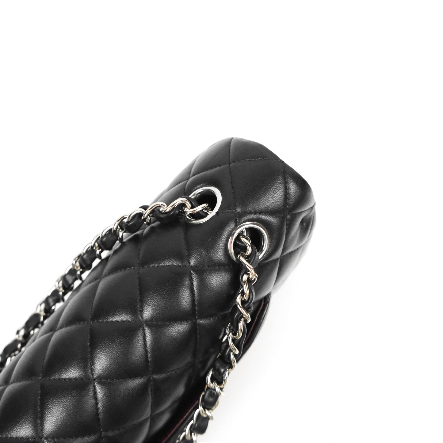 Chanel Classic M/L Medium Flap Quilted Black Lambskin Silver Hardware