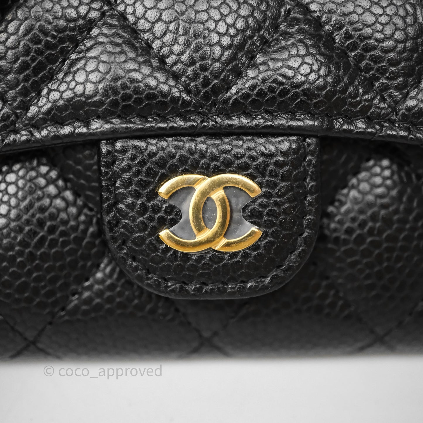 Chanel Quilted Flap Card Holder Black Caviar Gold Hardware