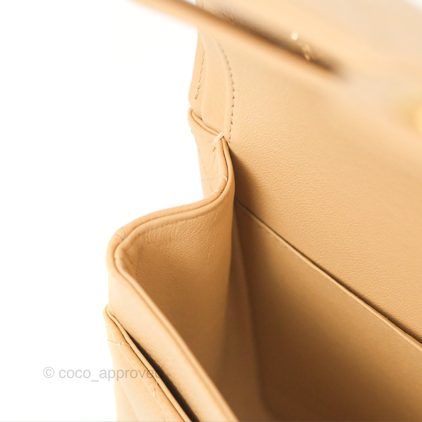 Chanel Classic M/L Medium Flap Quilted Beige Caviar Gold Hardware