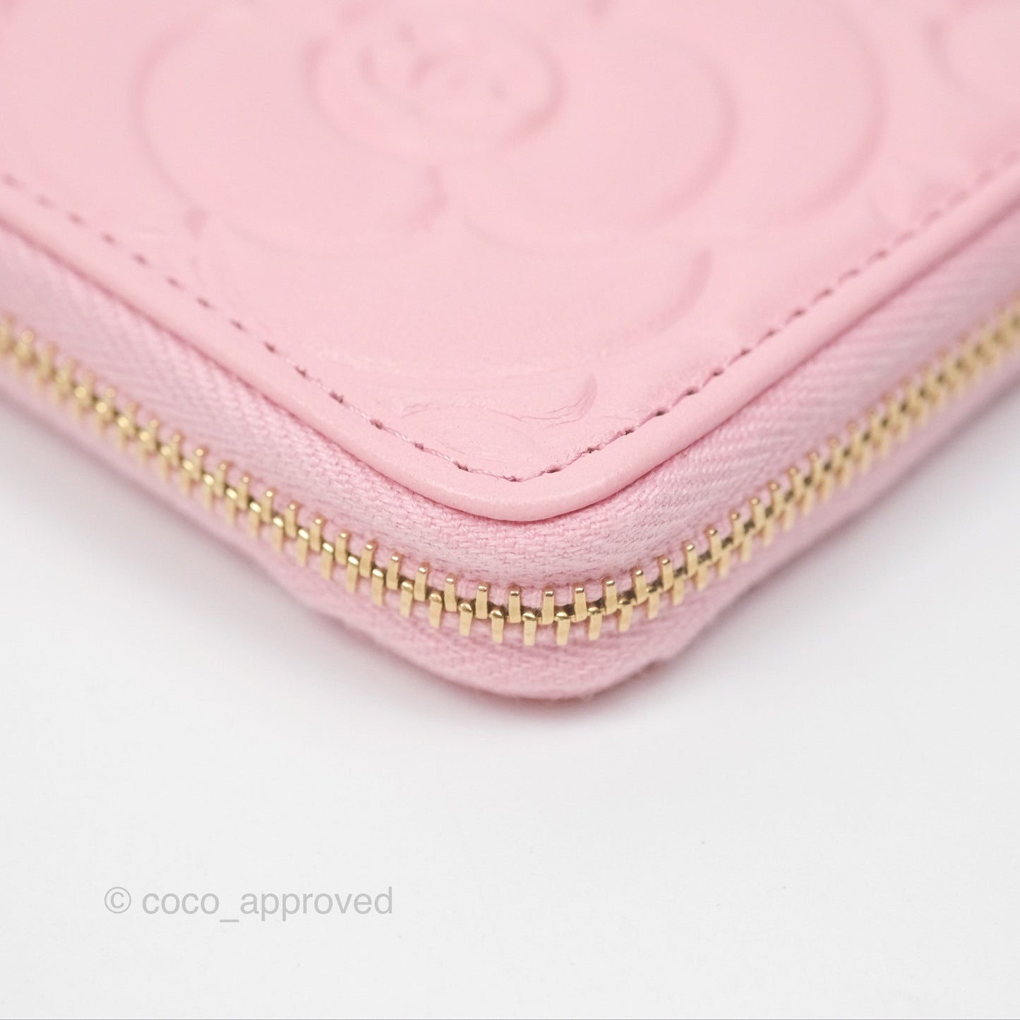 Chanel Key Holder Case Pink Camellia Embossed Lambskin Gold Hardware
