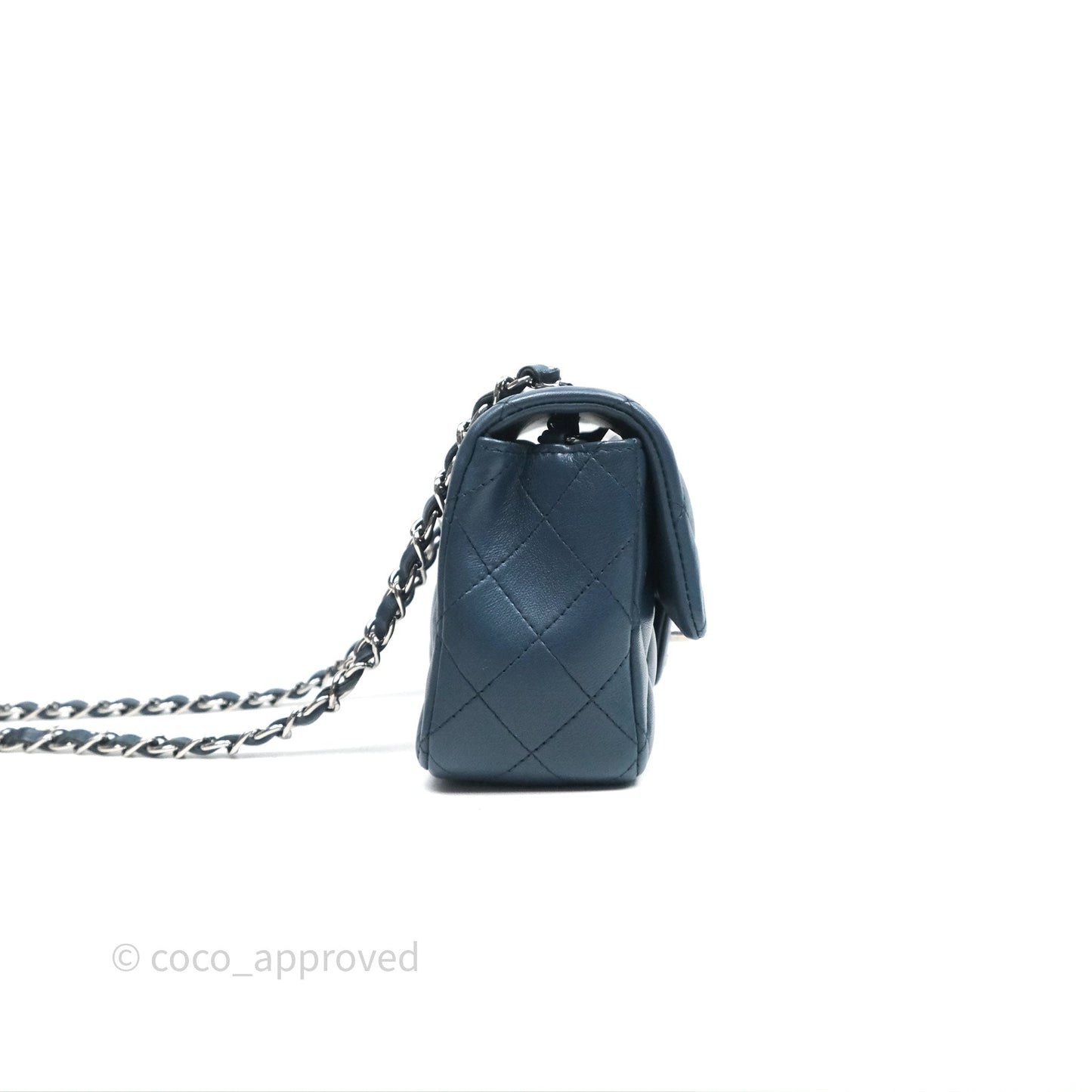 Chanel Quilted Mini Rectangular Navy Lambskin Silver Hardware