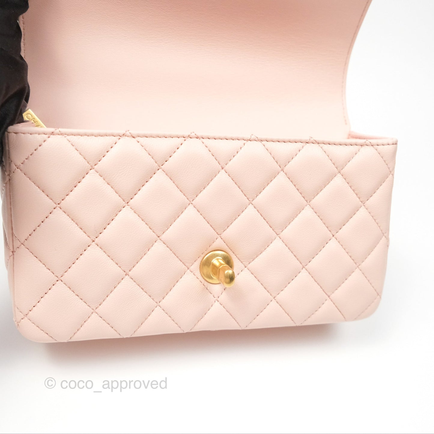 Chanel Top Handle Mini Rectangular Flap Bag Light Pink Lambskin Aged Gold Hardware