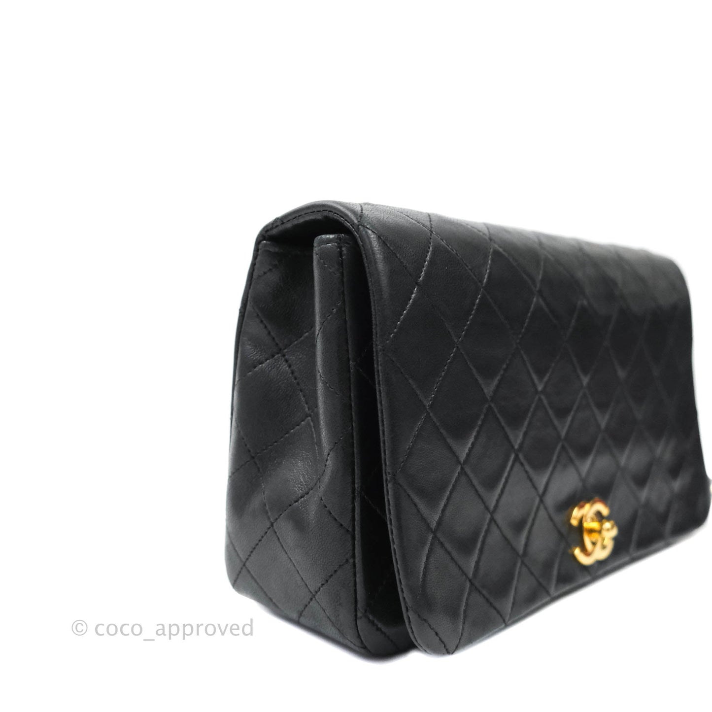 Chanel Vintage Small Single Full Flap Bag Black Lambskin 24K Gold Hardware