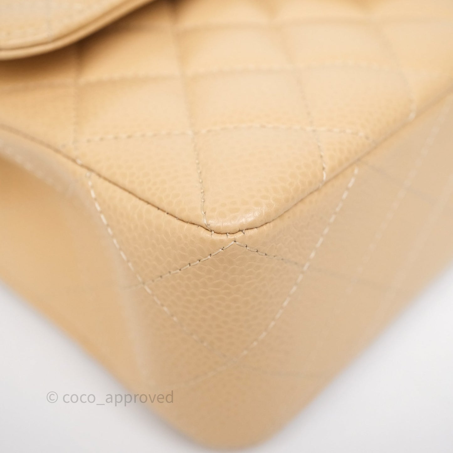 Chanel Small Classic Flap Quilted Beige Caviar Gold Hardware