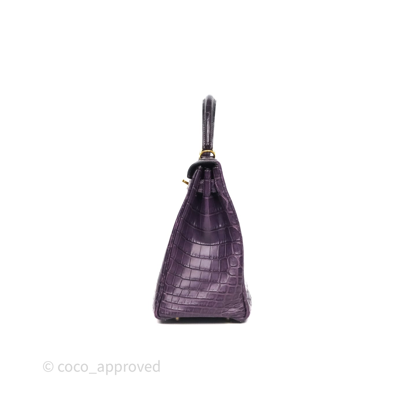 Hermès Kelly 28 Purple Crocodile Gold Hardware