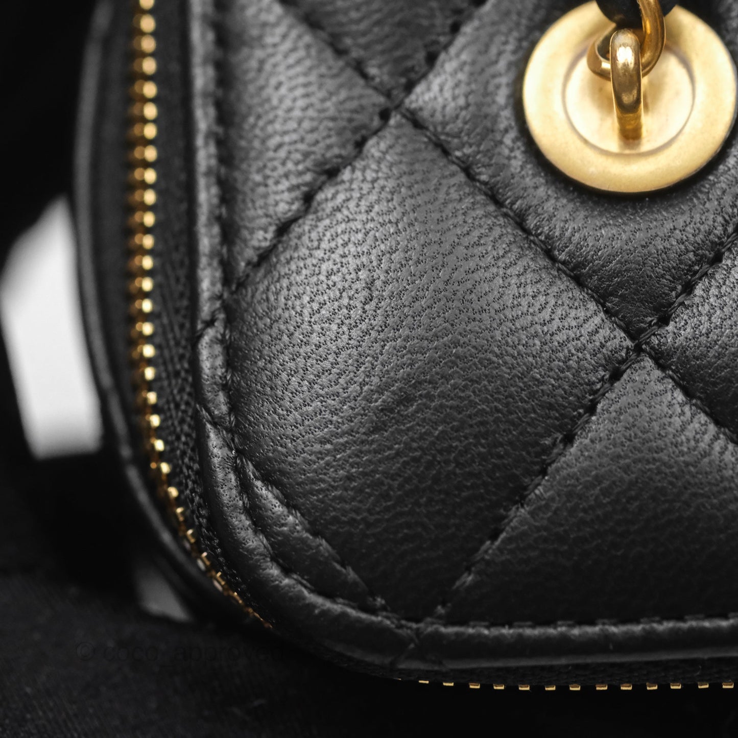 Chanel Vanity with COCO Heart Chain Black Lambskin Aged Gold Hardware