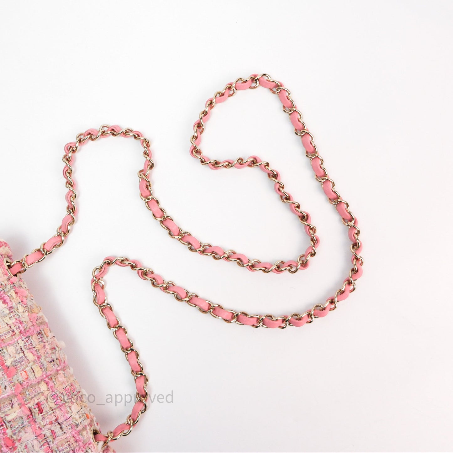 Chanel Mini Rectangular Flap Pink Tweed Braid Gold Hardware