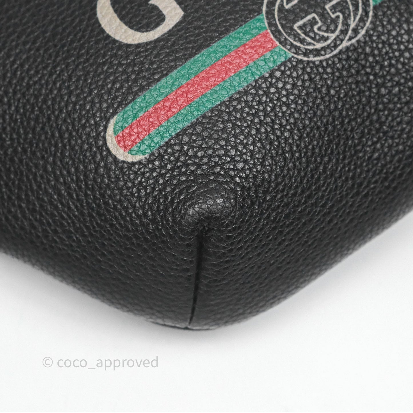 Gucci Logo Print Belt Bag Black Grained Calfskin