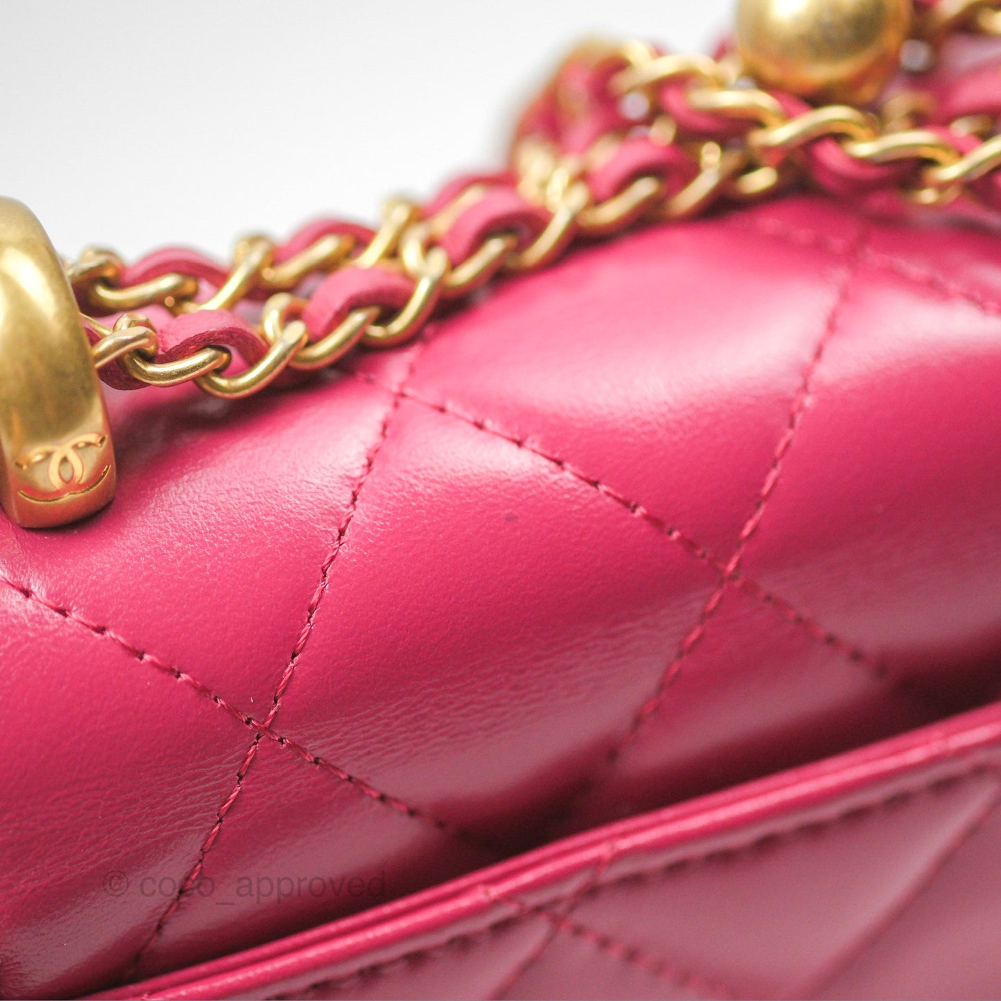 Chanel Quilted Perfect Fit Dark Pink Phone Holder Aged Gold Hardware