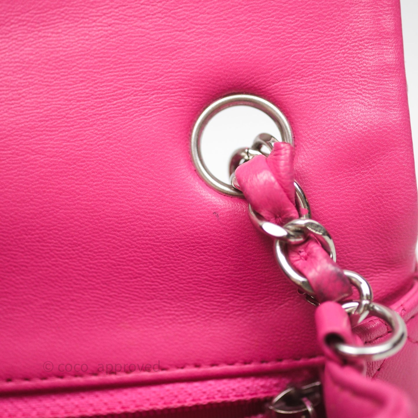Chanel Mini Rectangular Quilted Dark Pink Lambskin Silver Hardware
