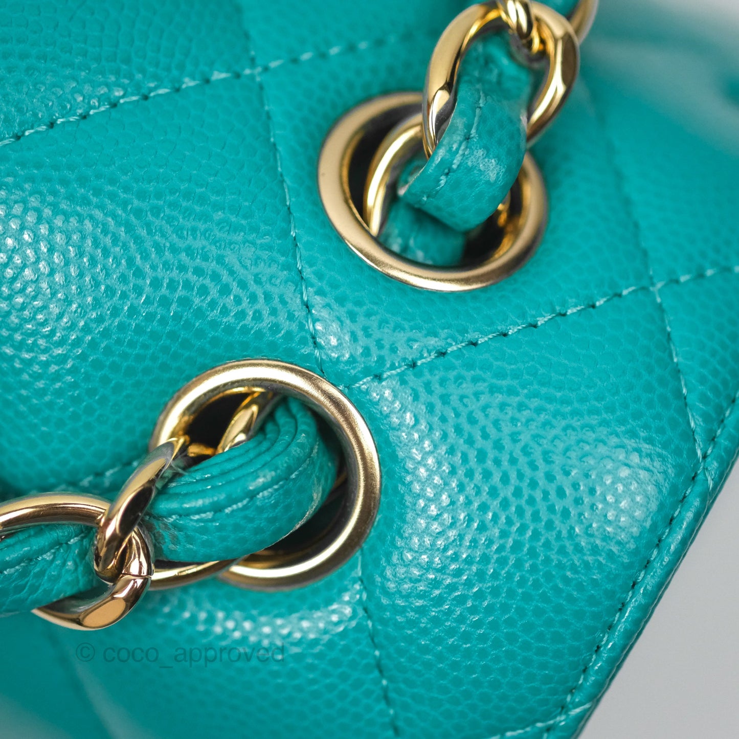 Chanel Jumbo Double Flap Turquoise Caviar Gold Hardware⁣⁣