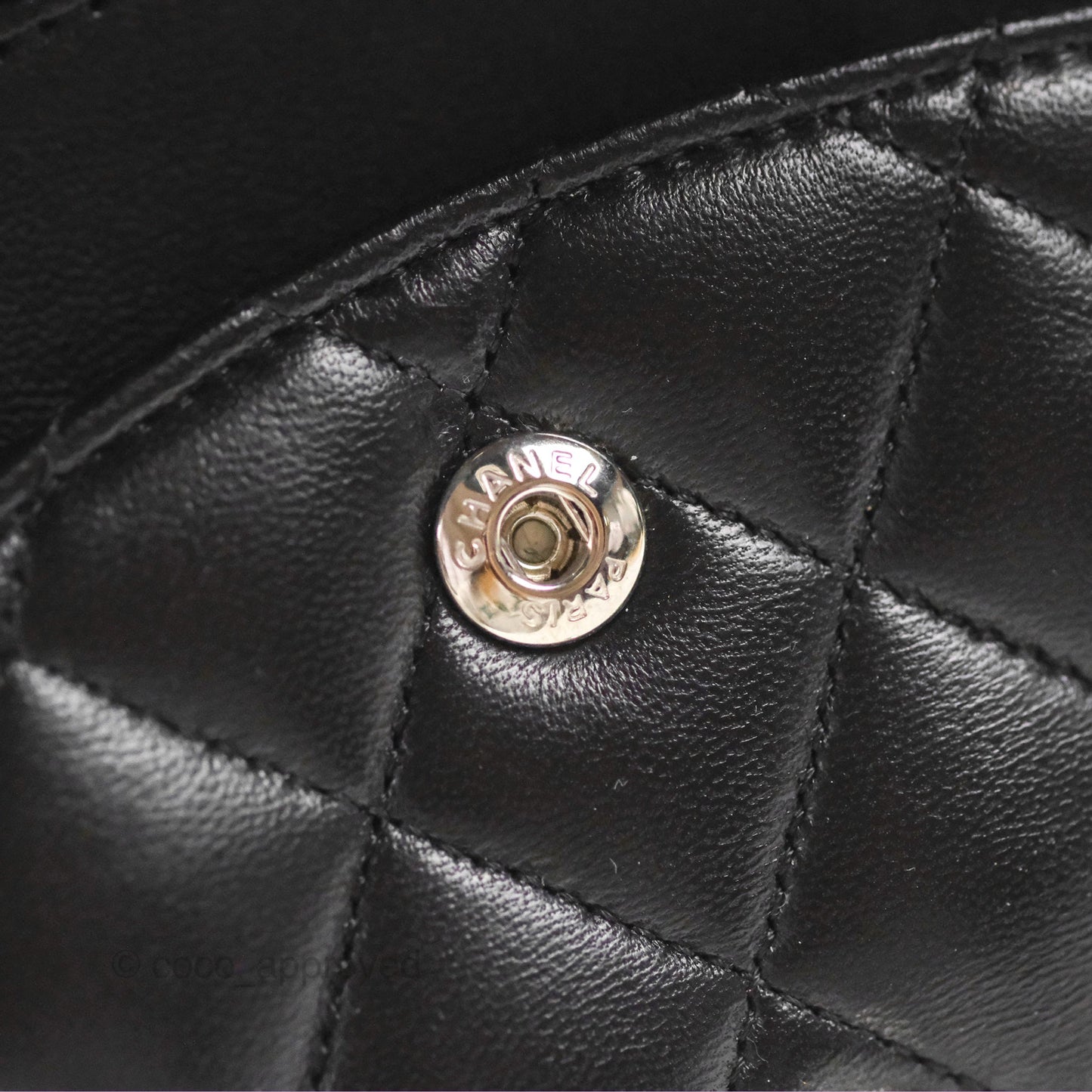 Chanel Classic M/L Medium Flap Quilted Black Lambskin Silver Hardware