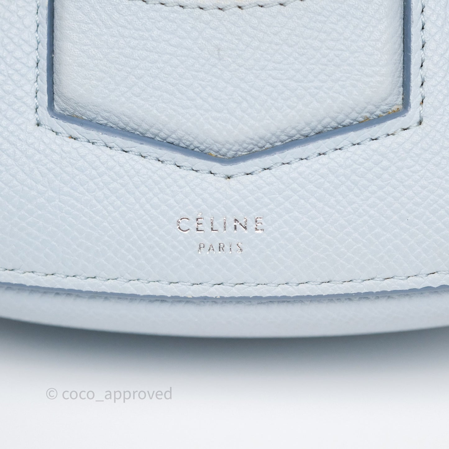 Celine Small Trotteur Crossbody Bag Light Blue Grained Calfskin