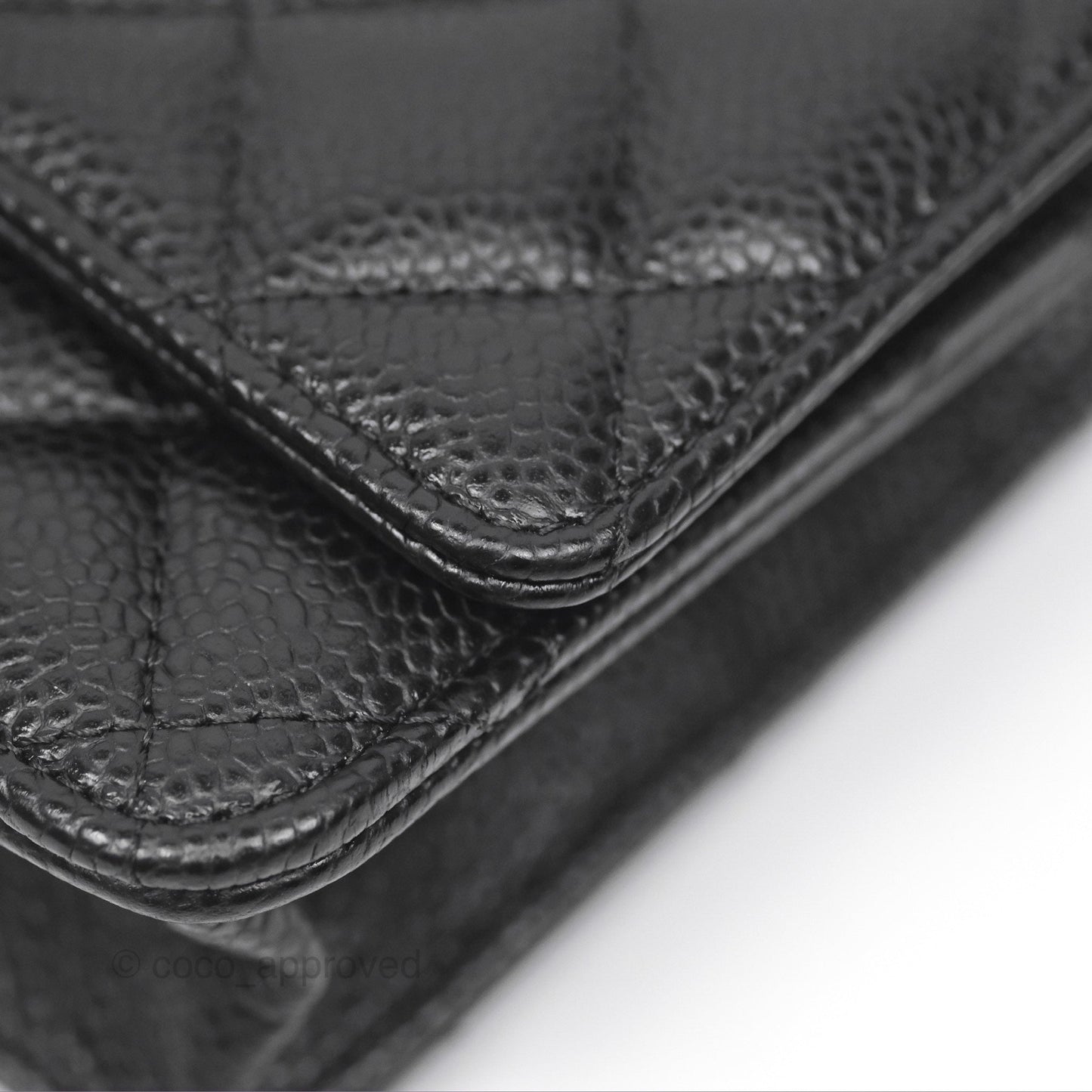 Chanel Classic Wallet On Chain WOC Quilted Black Caviar Silver Hardware