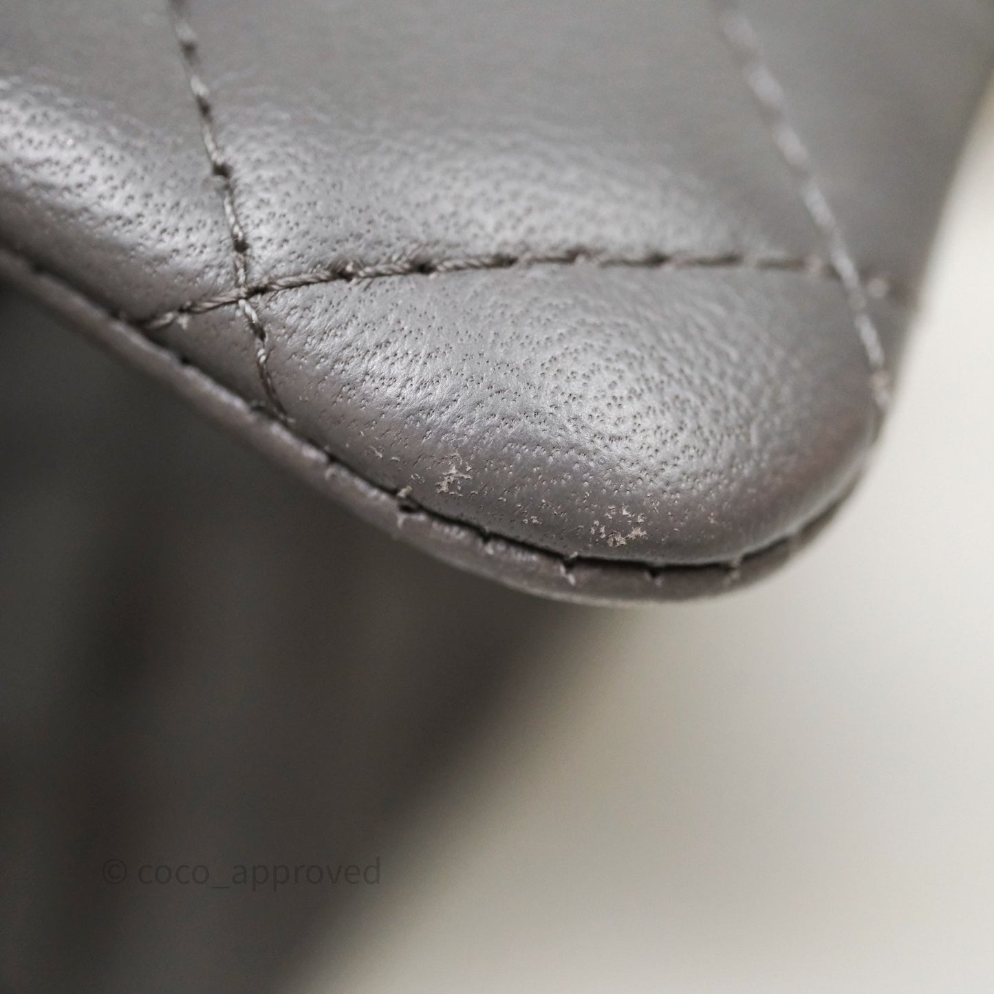 Chanel Mini Square Quilted Grey Lambskin Gold Hardware