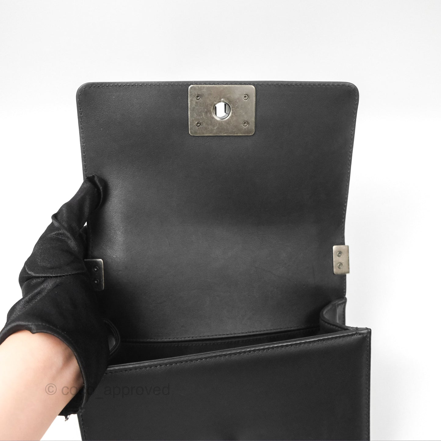 Chanel Small Boy Quilted Black Calfskin Ruthenium Hardware