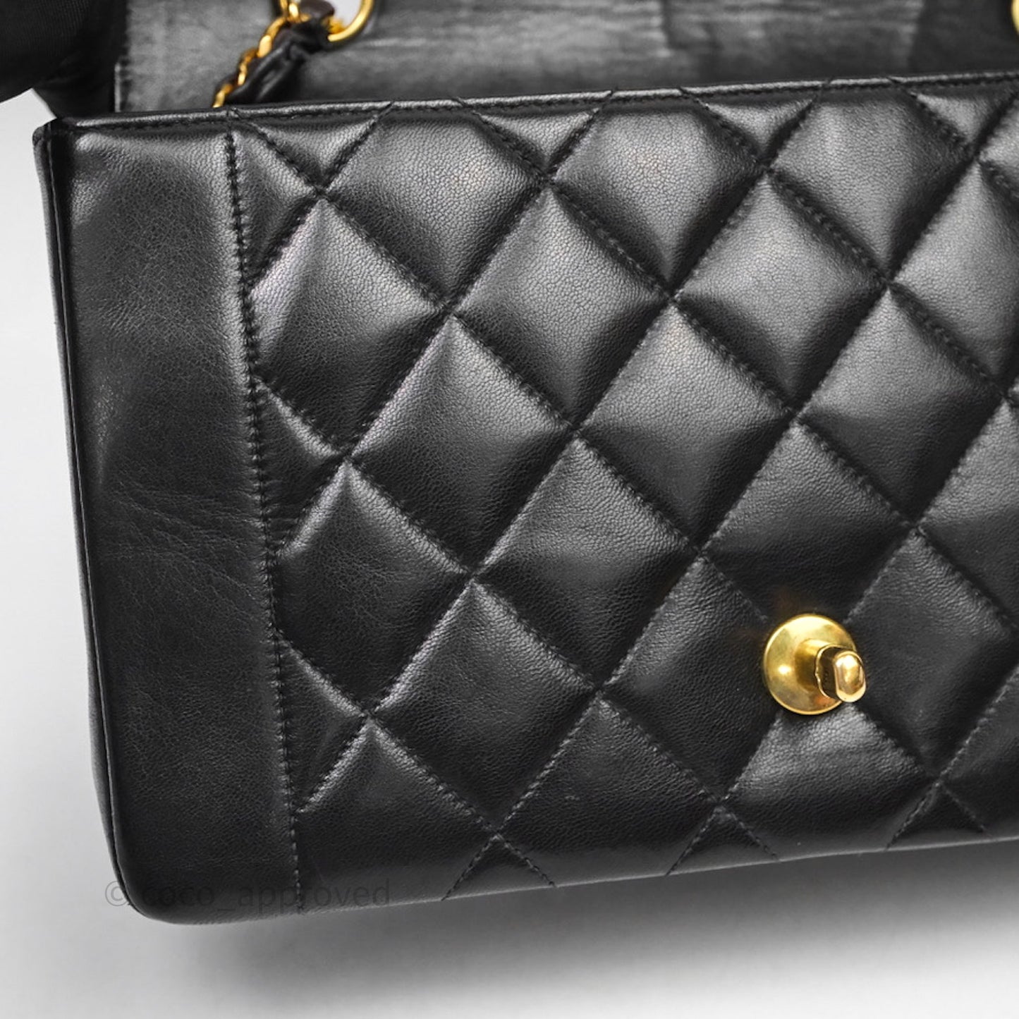 Chanel Vintage Medium Classic Diana Flap Bag Black Lambskin 24K Gold Hardware