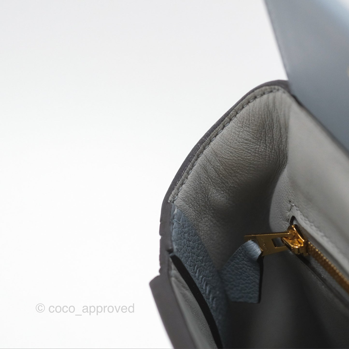 Hermès 24/24 21 Mini Bleu Lin J7 Evercolor/ Swift Gold Hardware