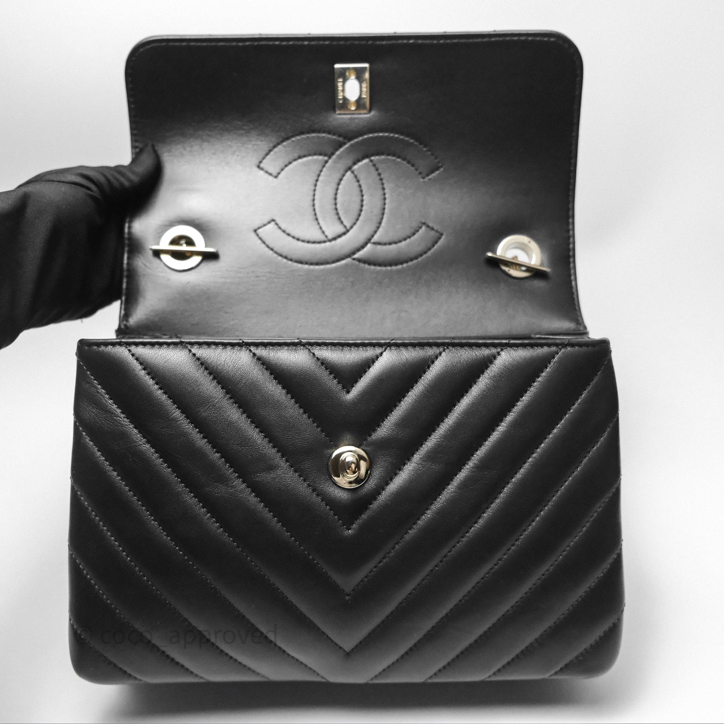 Chanel Small Trendy CC Black Chevron Lambskin Gold Hardware