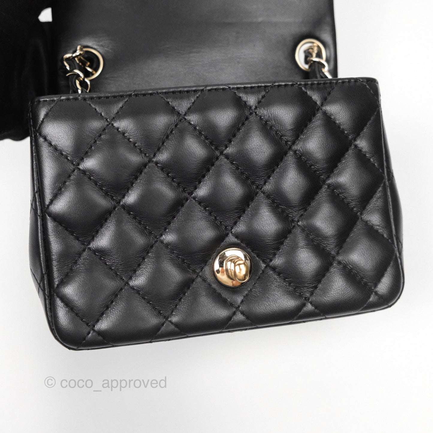Chanel Quilted Mini Square Flap Black Lambskin Gold Hardware