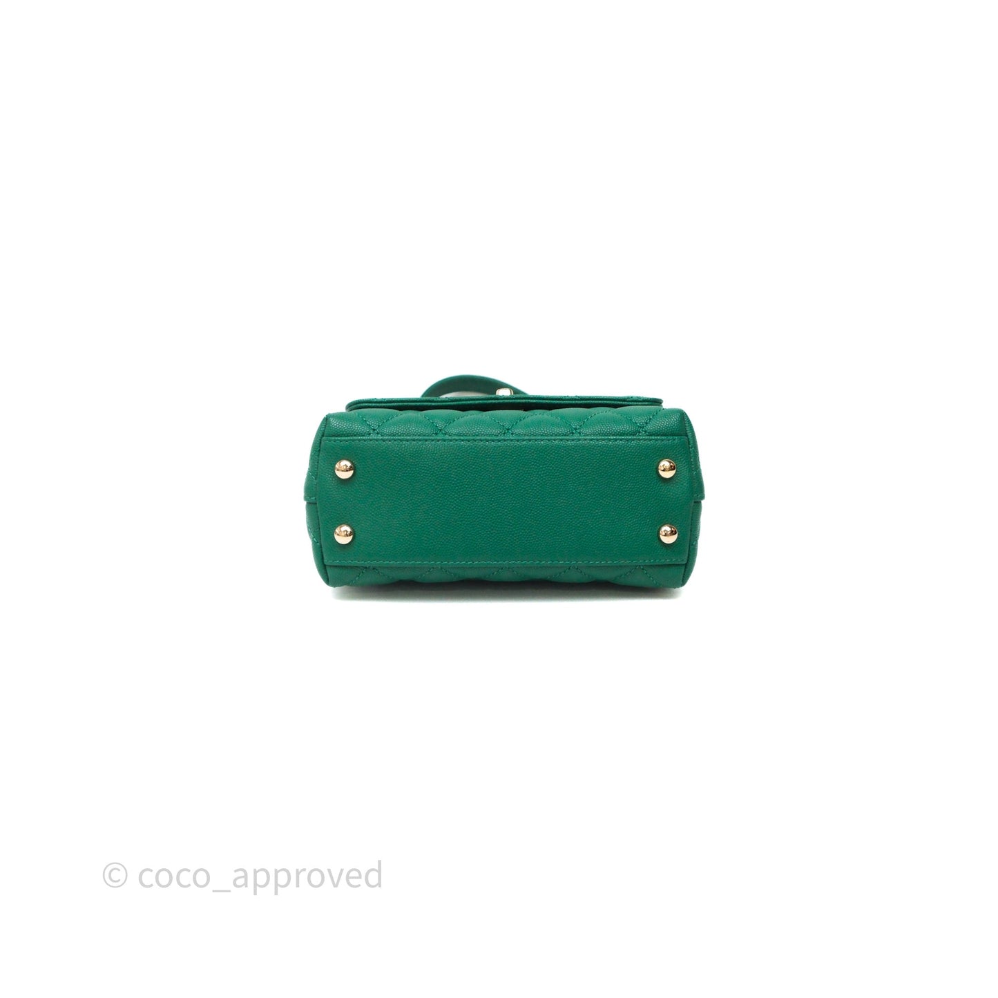 Chanel Mini Coco Handle Quilted Green Caviar Gold Hardware