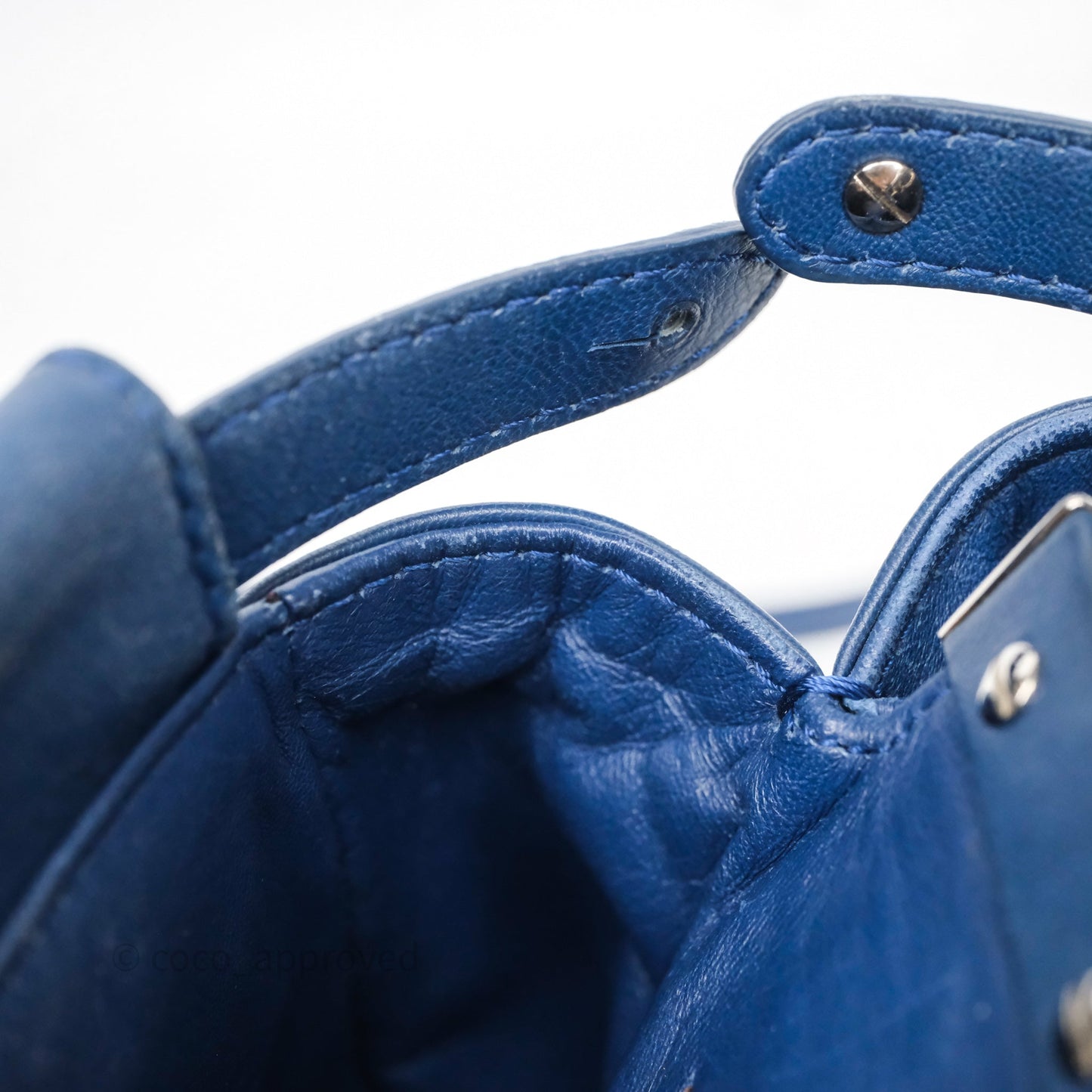 Fendi Nappa Mini Peekaboo Bag Blue Silver Hardware