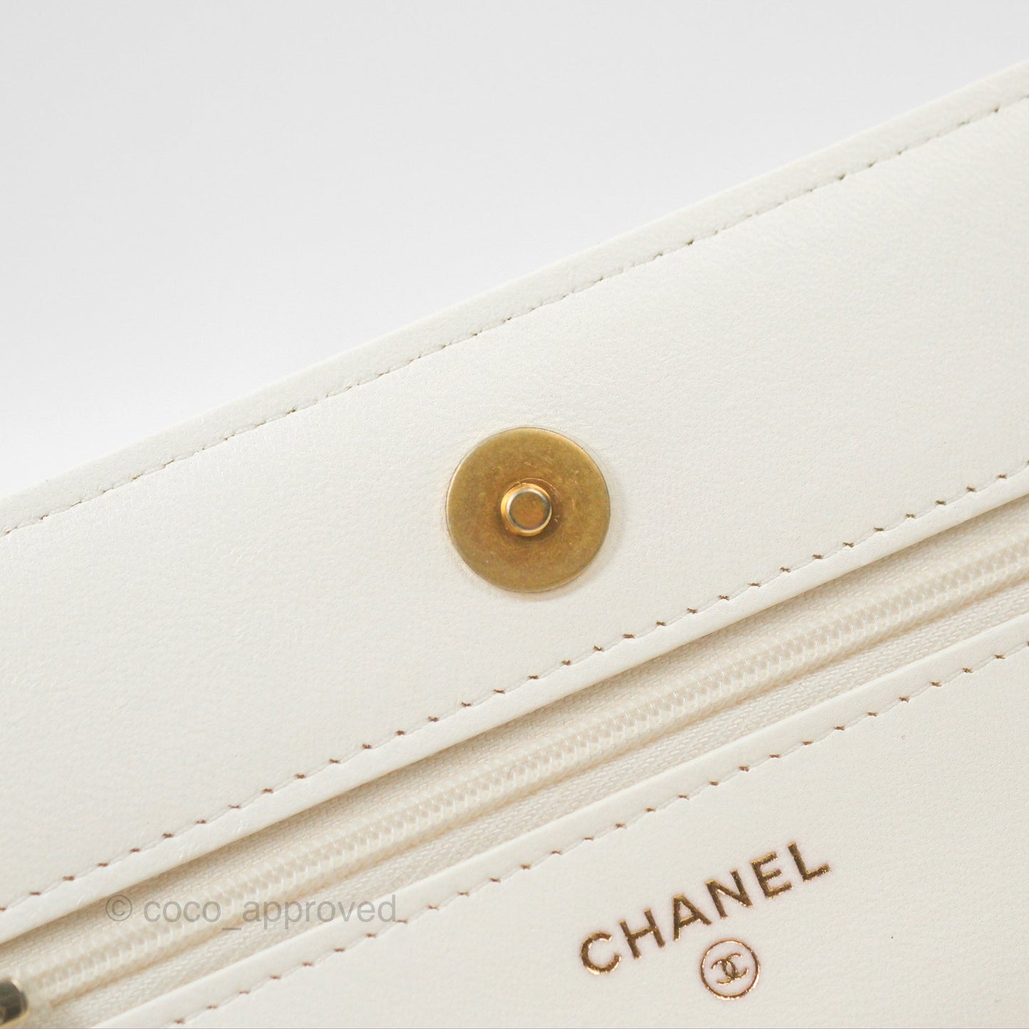 Chanel Quilted WOC White Lambskin Gold Hardware With Charms